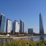 incheon songdo, building, songdo central park, park, sea water park