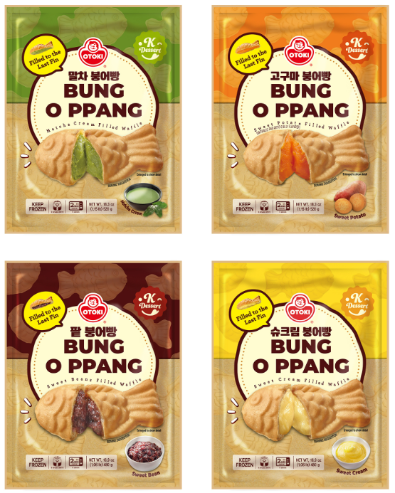 Ottogi’s frozen bungeoppang, developed for overseas markets, comes in matcha, sweet potato, sweet bean, and sweet cream flavors.