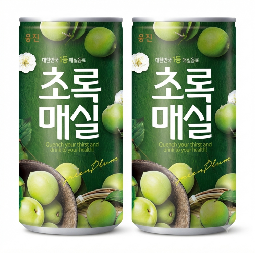 Korean Fruit: Korean Green Plum (Maesil, 매실) Cans and bottles of Chorok Maesil, a popular Korean green-plum drink.